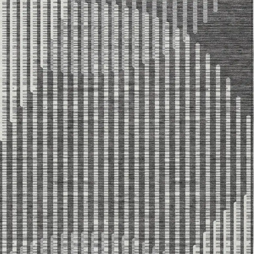 Charcoal And Ivory Geometric Washable Indoor Outdoor Area Rug Photo 6