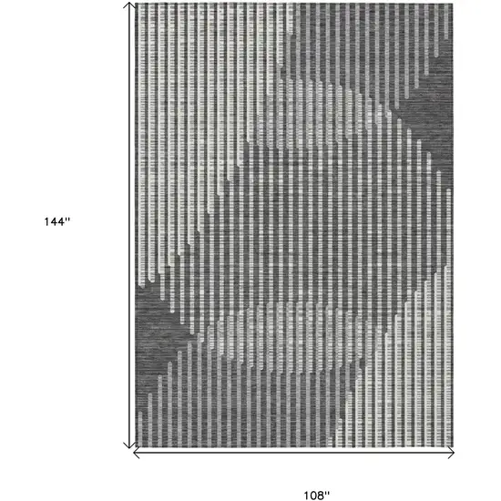 Charcoal And Ivory Geometric Washable Indoor Outdoor Area Rug Photo 3
