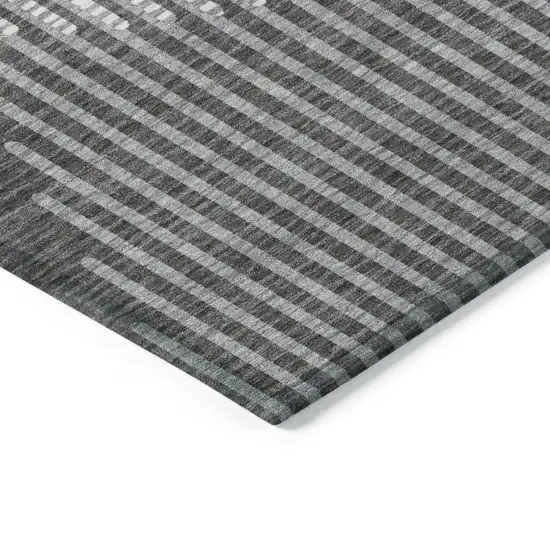 Charcoal And Ivory Geometric Washable Indoor Outdoor Area Rug Photo 4