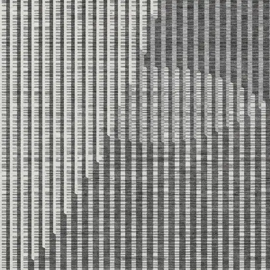 Charcoal And Ivory Geometric Washable Indoor Outdoor Area Rug Photo 6