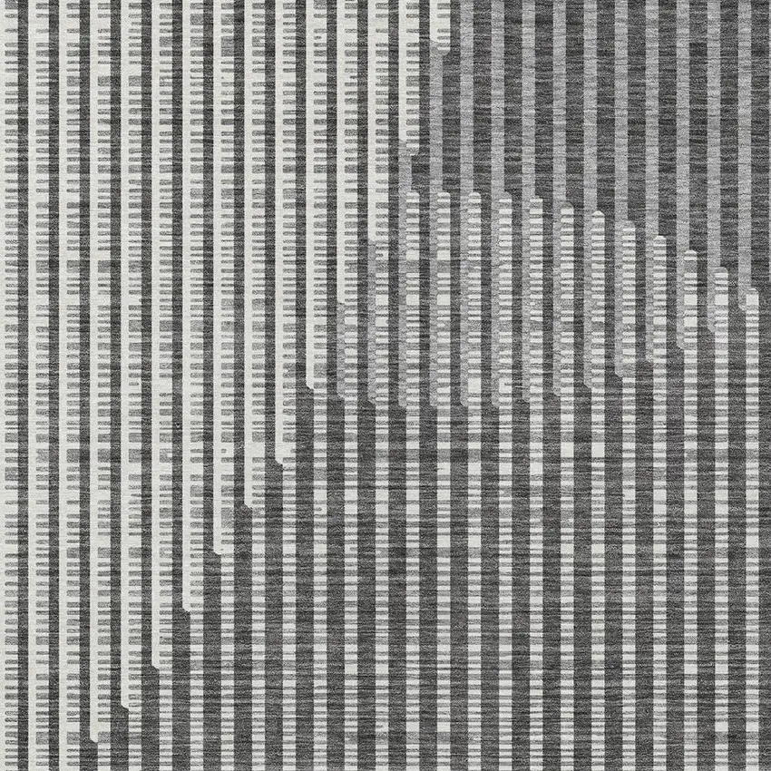 Charcoal And Ivory Geometric Washable Indoor Outdoor Area Rug Photo 6