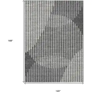 Photo of Charcoal And Ivory Geometric Washable Indoor Outdoor Area Rug
