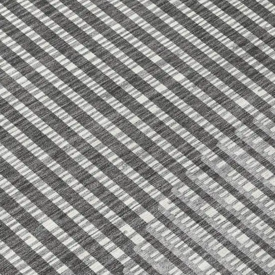 Charcoal And Ivory Geometric Washable Indoor Outdoor Area Rug Photo 5