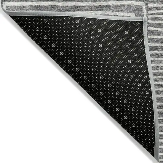 Charcoal And Ivory Geometric Washable Indoor Outdoor Area Rug Photo 3