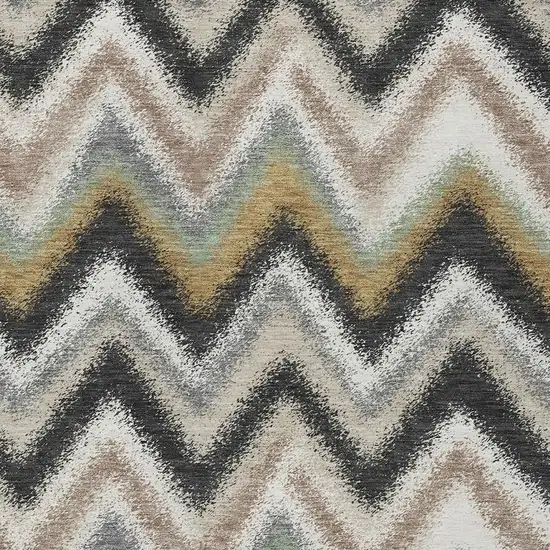 Charcoal And Ivory Geometric Washable Indoor Outdoor Area Rug Photo 2