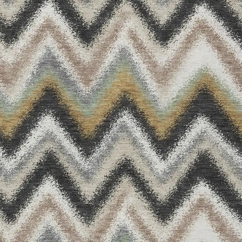 Charcoal And Ivory Geometric Washable Indoor Outdoor Area Rug Photo 2