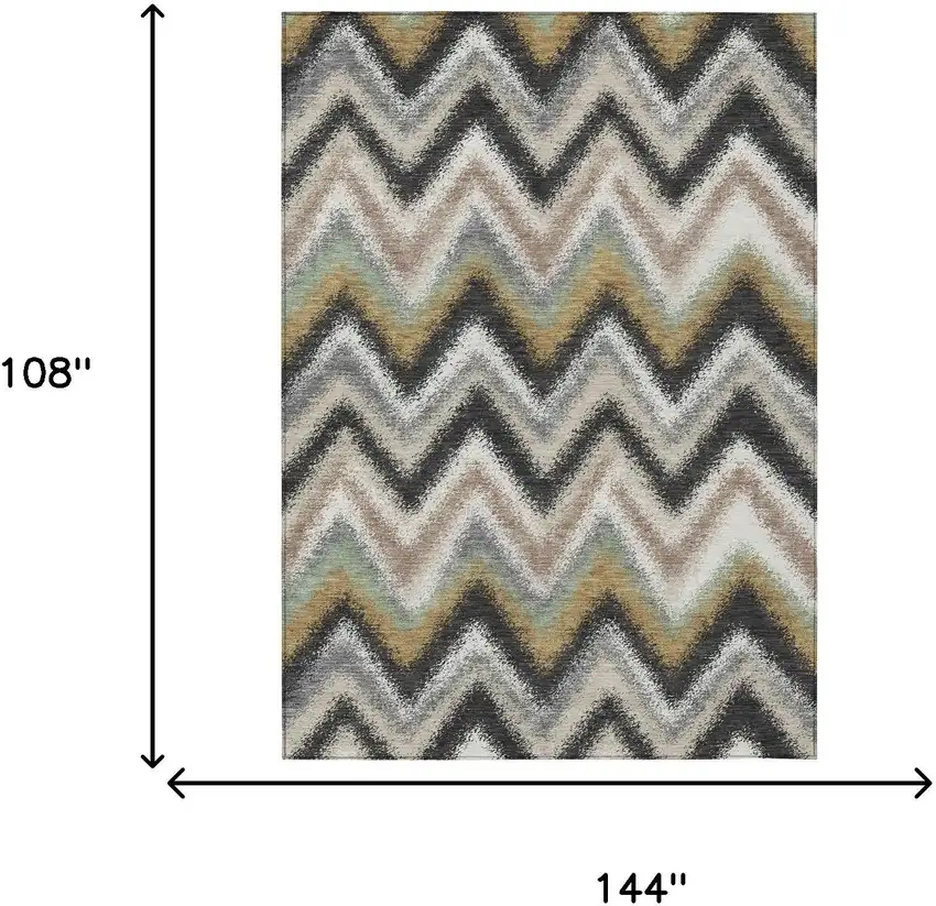 Charcoal And Ivory Geometric Washable Indoor Outdoor Area Rug Photo 6