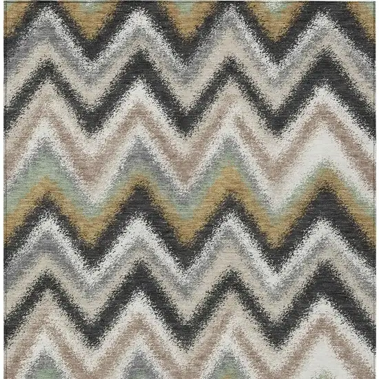 Charcoal And Ivory Geometric Washable Indoor Outdoor Area Rug Photo 3