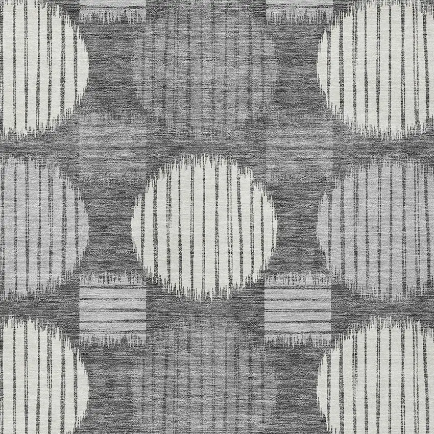 Charcoal And Ivory Geometric Washable Indoor Outdoor Area Rug Photo 6