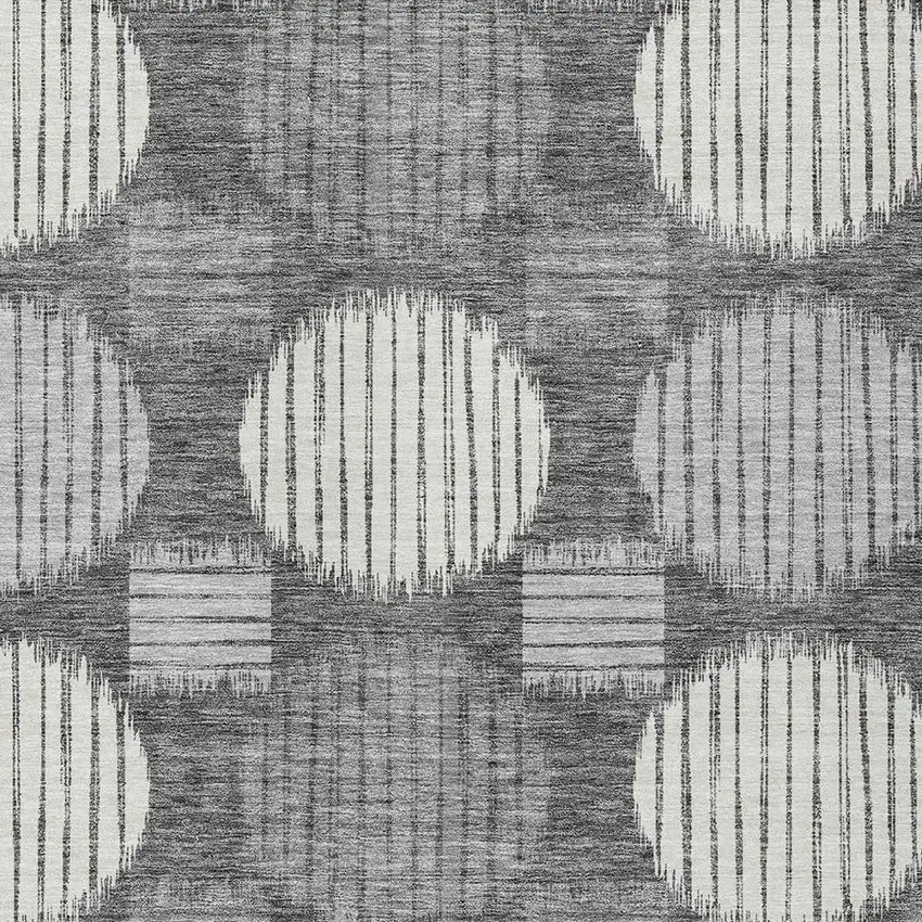 Charcoal And Ivory Geometric Washable Indoor Outdoor Area Rug Photo 6