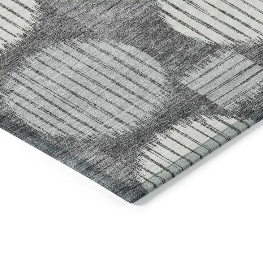 Charcoal And Ivory Geometric Washable Indoor Outdoor Area Rug Photo 5