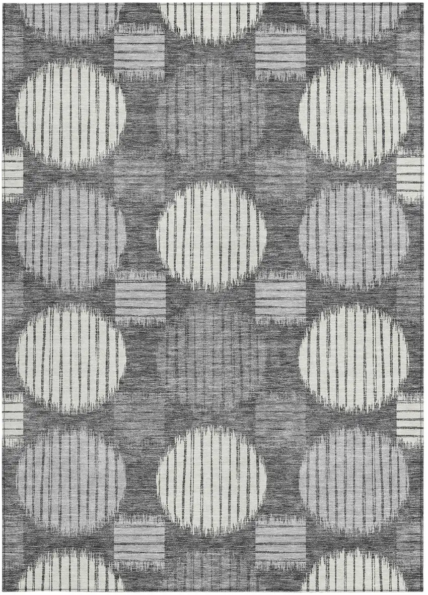 Charcoal And Ivory Geometric Washable Indoor Outdoor Area Rug Photo 7