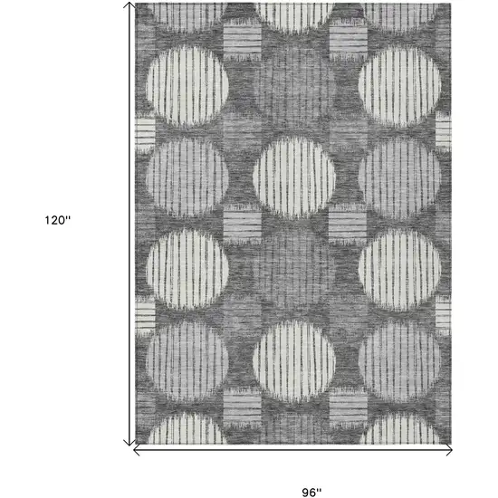 Charcoal And Ivory Geometric Washable Indoor Outdoor Area Rug Photo 3