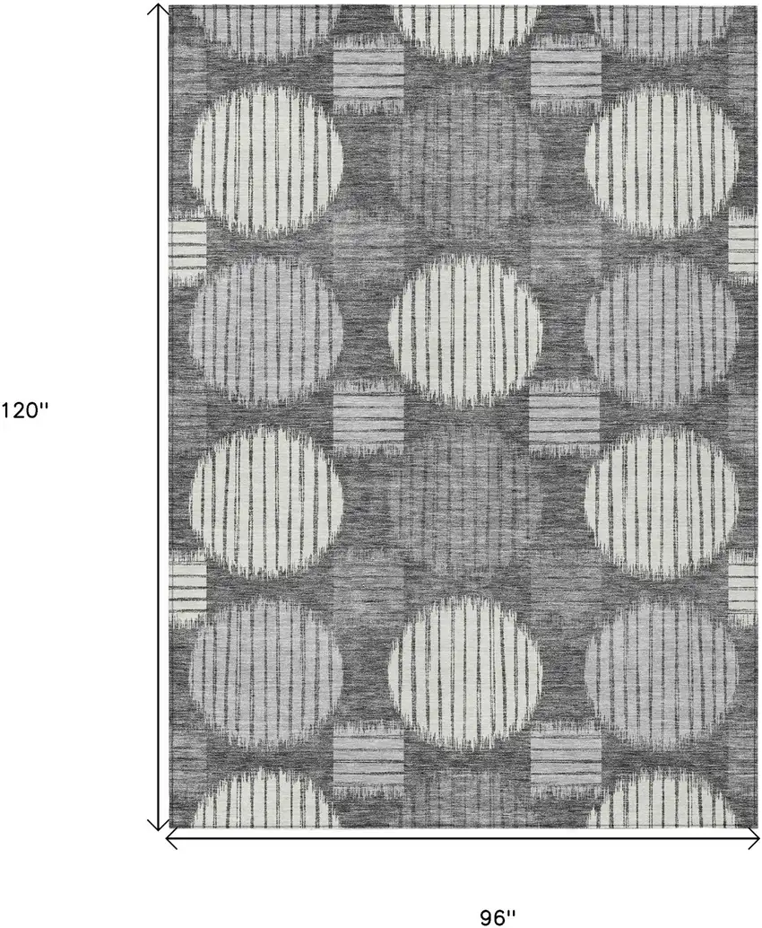Charcoal And Ivory Geometric Washable Indoor Outdoor Area Rug Photo 3
