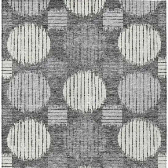 Charcoal And Ivory Geometric Washable Indoor Outdoor Area Rug Photo 6