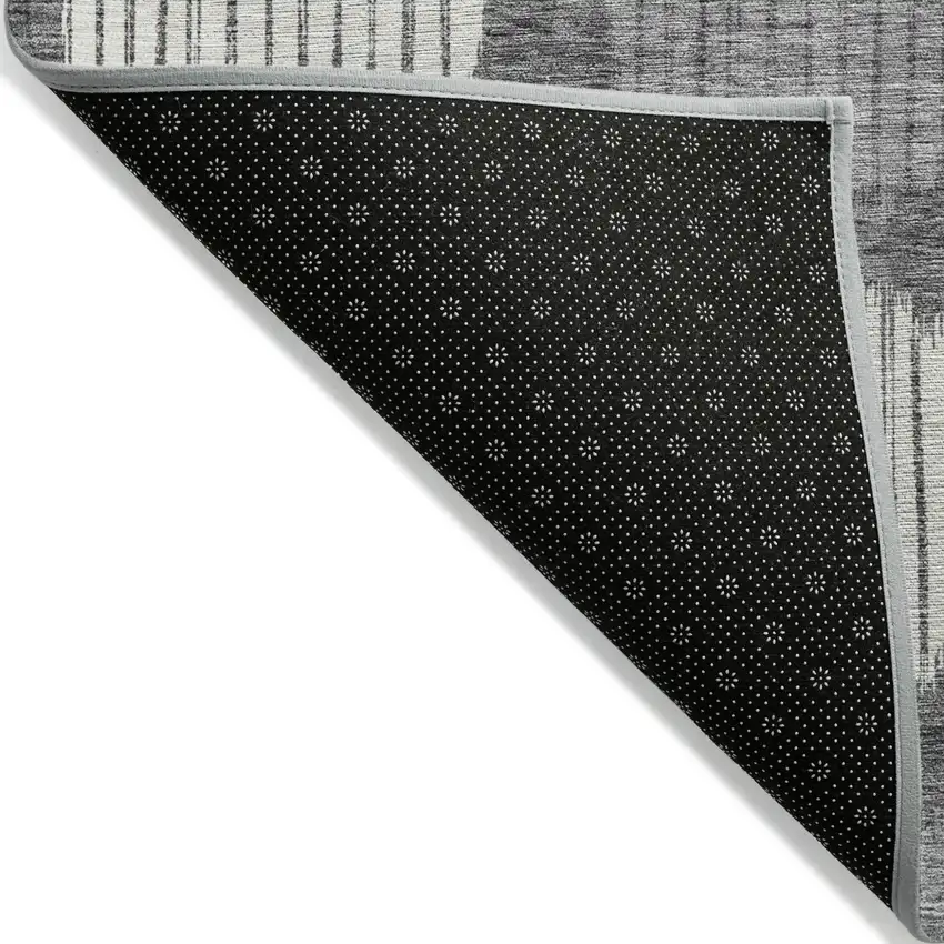 Charcoal And Ivory Geometric Washable Indoor Outdoor Area Rug Photo 4