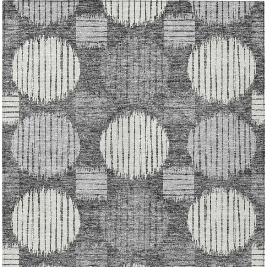 Charcoal And Ivory Geometric Washable Indoor Outdoor Area Rug Photo 7