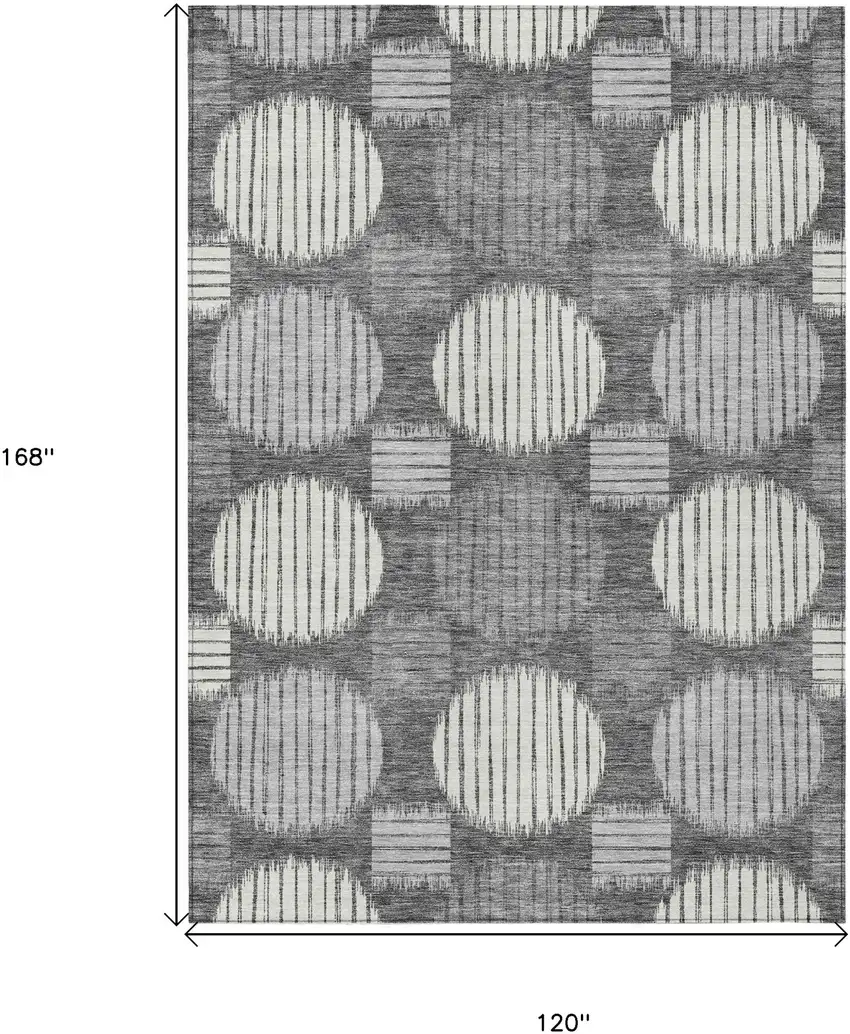 Charcoal And Ivory Geometric Washable Indoor Outdoor Area Rug Photo 3