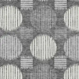 Photo of Charcoal And Ivory Geometric Washable Indoor Outdoor Area Rug