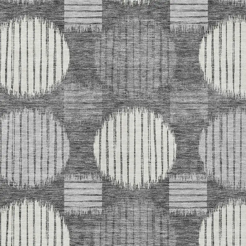 Charcoal And Ivory Geometric Washable Indoor Outdoor Area Rug Photo 6