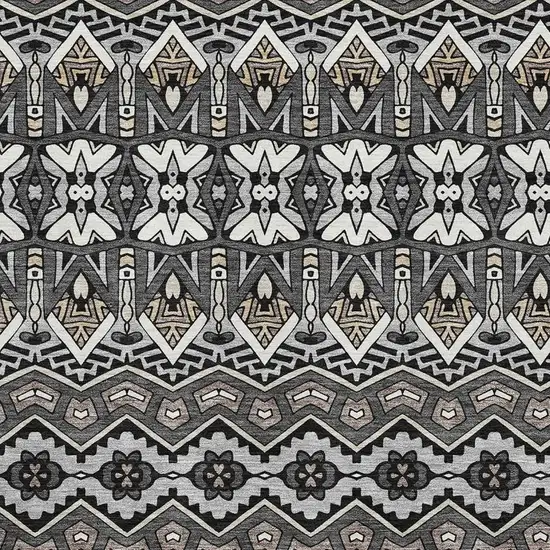 Charcoal And Ivory Moroccan Washable Area Rug With UV Protection Photo 3