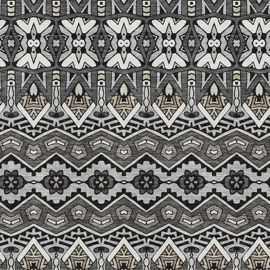 Charcoal And Ivory Moroccan Washable Area Rug With UV Protection Photo 3