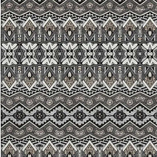 Charcoal And Ivory Moroccan Washable Area Rug With UV Protection Photo 4