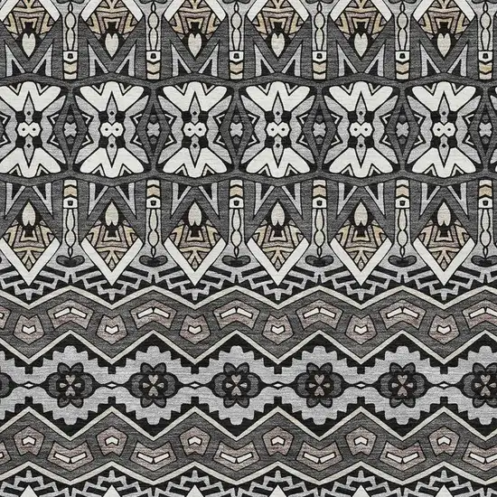 Charcoal And Ivory Moroccan Washable Area Rug With UV Protection Photo 3