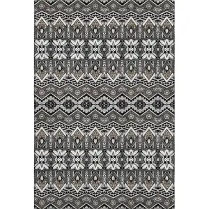 Photo of Charcoal And Ivory Moroccan Washable Area Rug With UV Protection