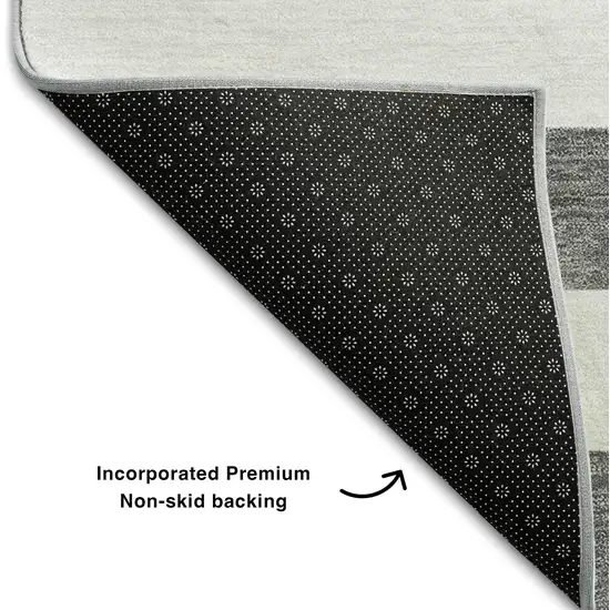 Charcoal And Ivory Striped Washable Area Rug With UV Protection Photo 6