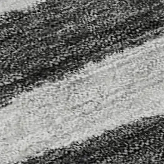 Charcoal And Ivory Striped Washable Area Rug With UV Protection Photo 2