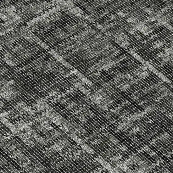 Charcoal And Ivory Striped Washable Indoor Outdoor Area Rug Photo 7