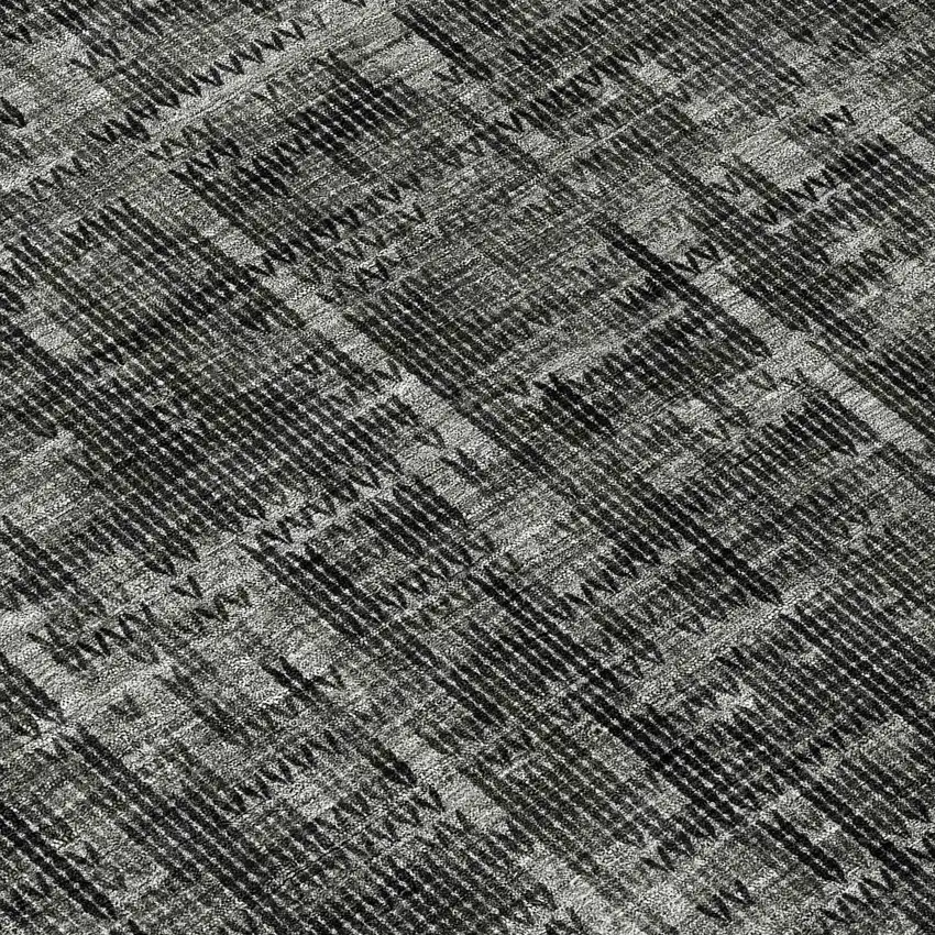 Charcoal And Ivory Striped Washable Indoor Outdoor Area Rug Photo 7