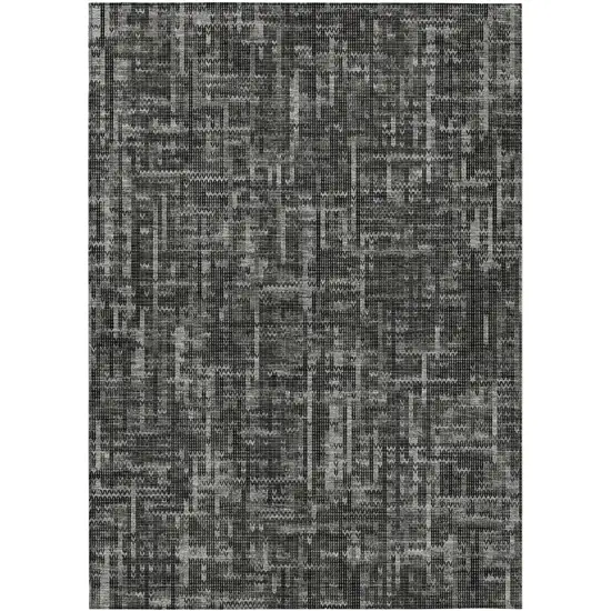 Charcoal And Ivory Striped Washable Indoor Outdoor Area Rug Photo 7