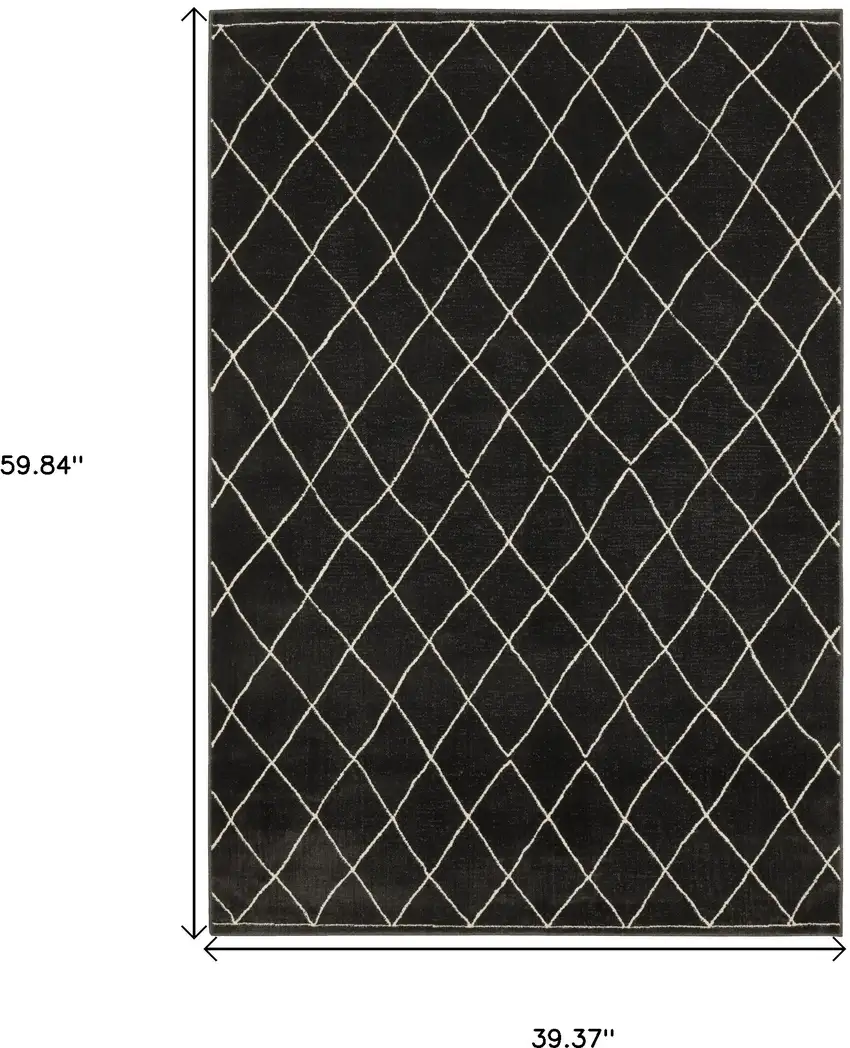 Charcoal And Ivory Trellis Area Rug Photo 3