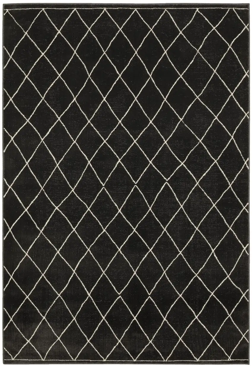 Charcoal And Ivory Trellis Area Rug Photo 2