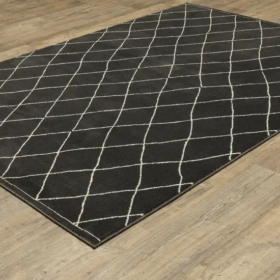 Charcoal And Ivory Trellis Area Rug Photo 9