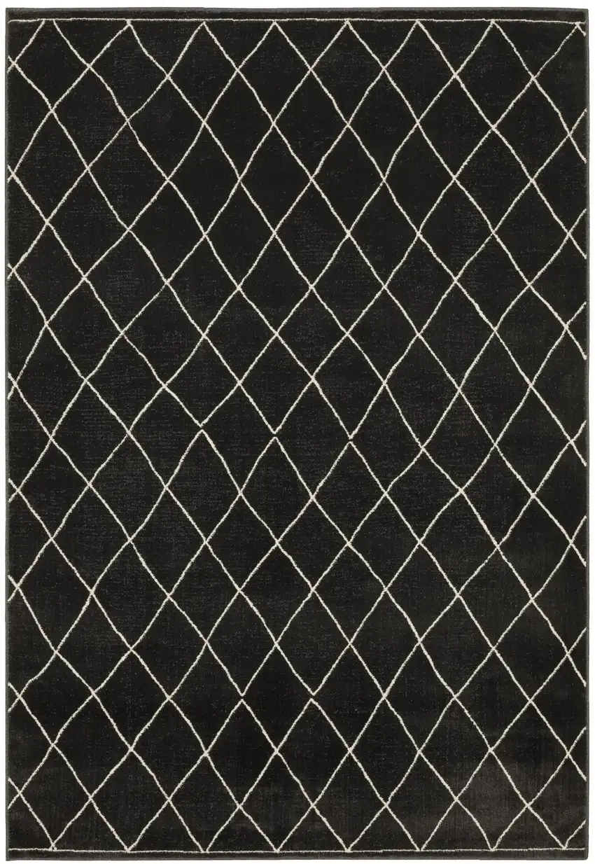 Charcoal And Ivory Trellis Area Rug Photo 4