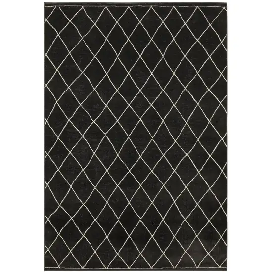 Charcoal And Ivory Trellis Area Rug Photo 4