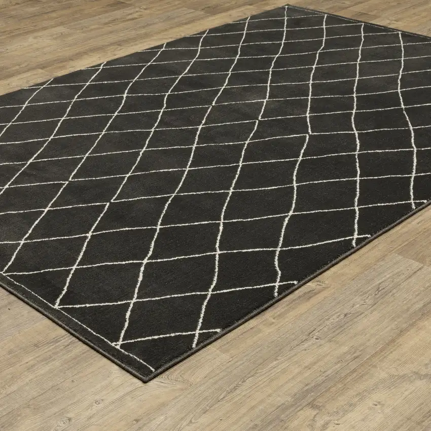 Charcoal And Ivory Trellis Area Rug Photo 9