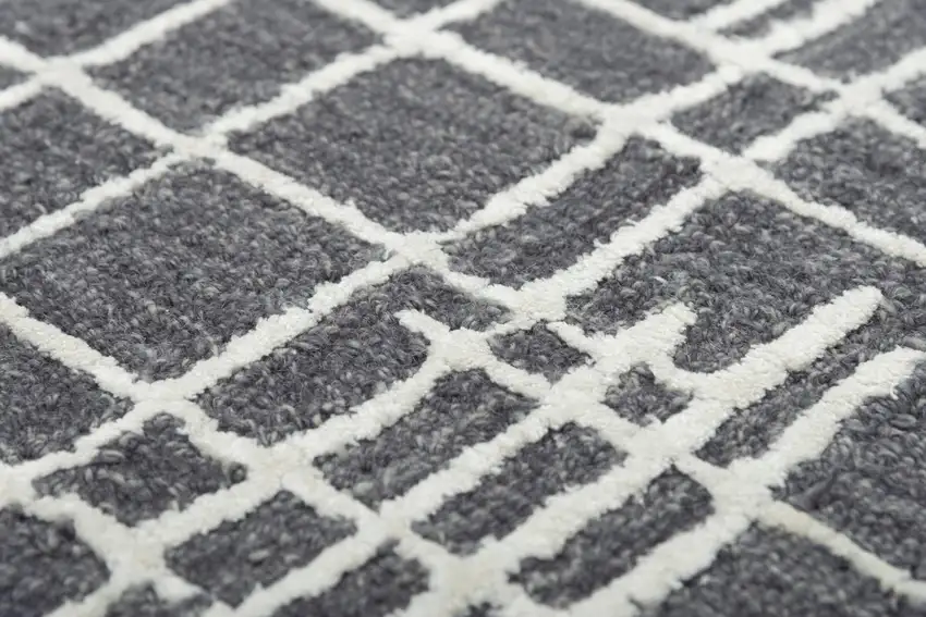 Charcoal And Ivory Wool Geometric Hand Tufted Area Rug Photo 3