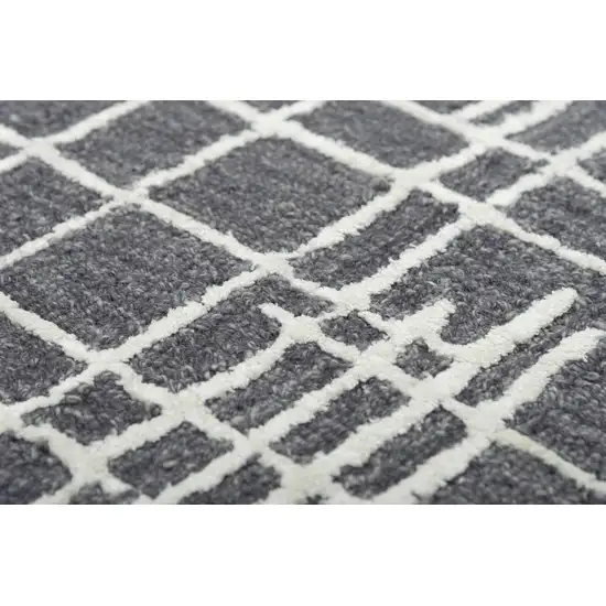 Charcoal And Ivory Wool Geometric Hand Tufted Area Rug Photo 3