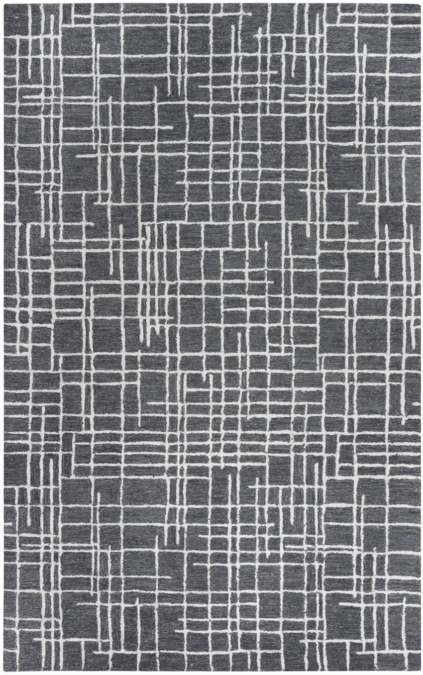 Charcoal And Ivory Wool Geometric Hand Tufted Area Rug Photo 1