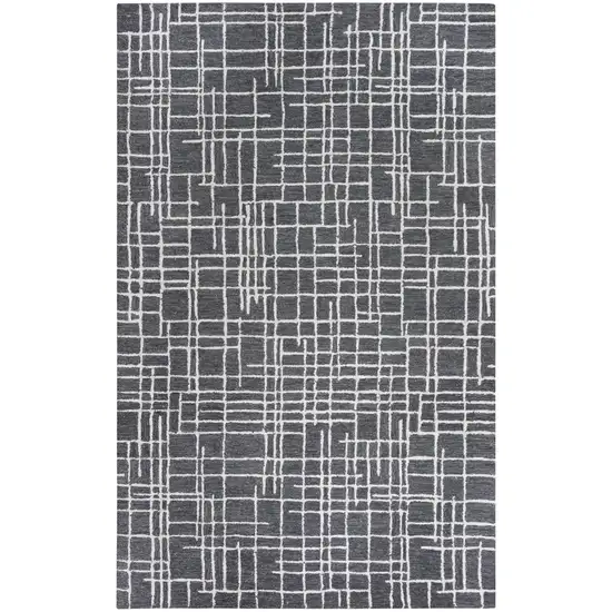 Charcoal And Ivory Wool Geometric Hand Tufted Area Rug Photo 1