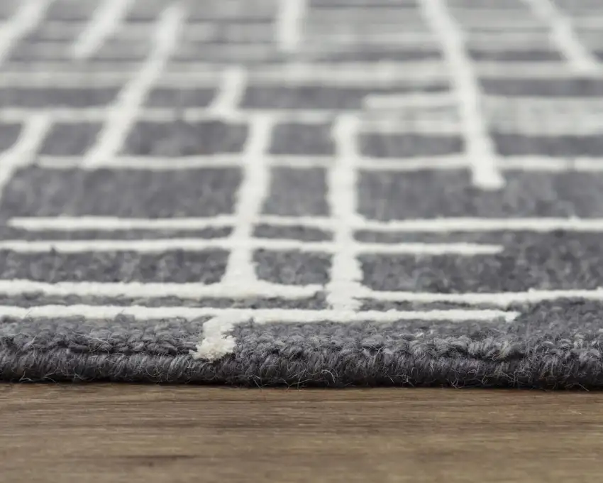Charcoal And Ivory Wool Geometric Hand Tufted Area Rug Photo 5