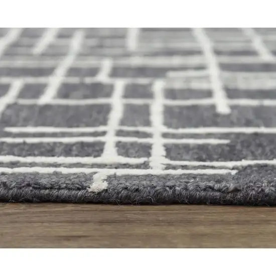 Charcoal And Ivory Wool Geometric Hand Tufted Area Rug Photo 5