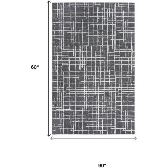Charcoal And Ivory Wool Geometric Hand Tufted Area Rug Photo 6