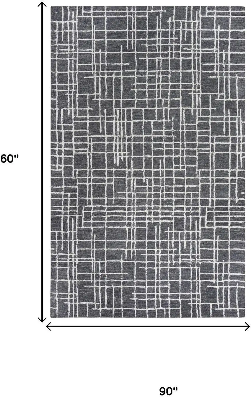 Charcoal And Ivory Wool Geometric Hand Tufted Area Rug Photo 6