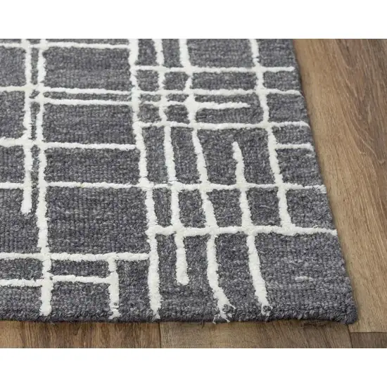Charcoal And Ivory Wool Geometric Hand Tufted Area Rug Photo 2