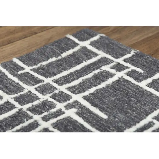 Charcoal And Ivory Wool Geometric Hand Tufted Area Rug Photo 4